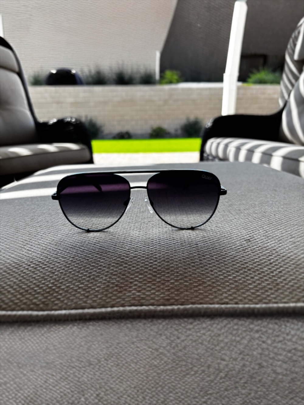 Quay High Key Mini (Large) Black Frame w/Gradient Aviator Sunglasses - Picture 3 of 9